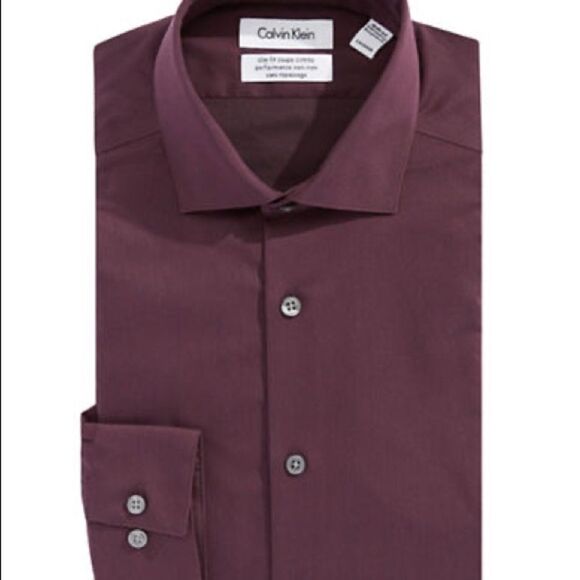 Calvin Klein Slim Fit Performance Dress Shirt-RUBY-15.5-34/35 - Picture 1 of 4